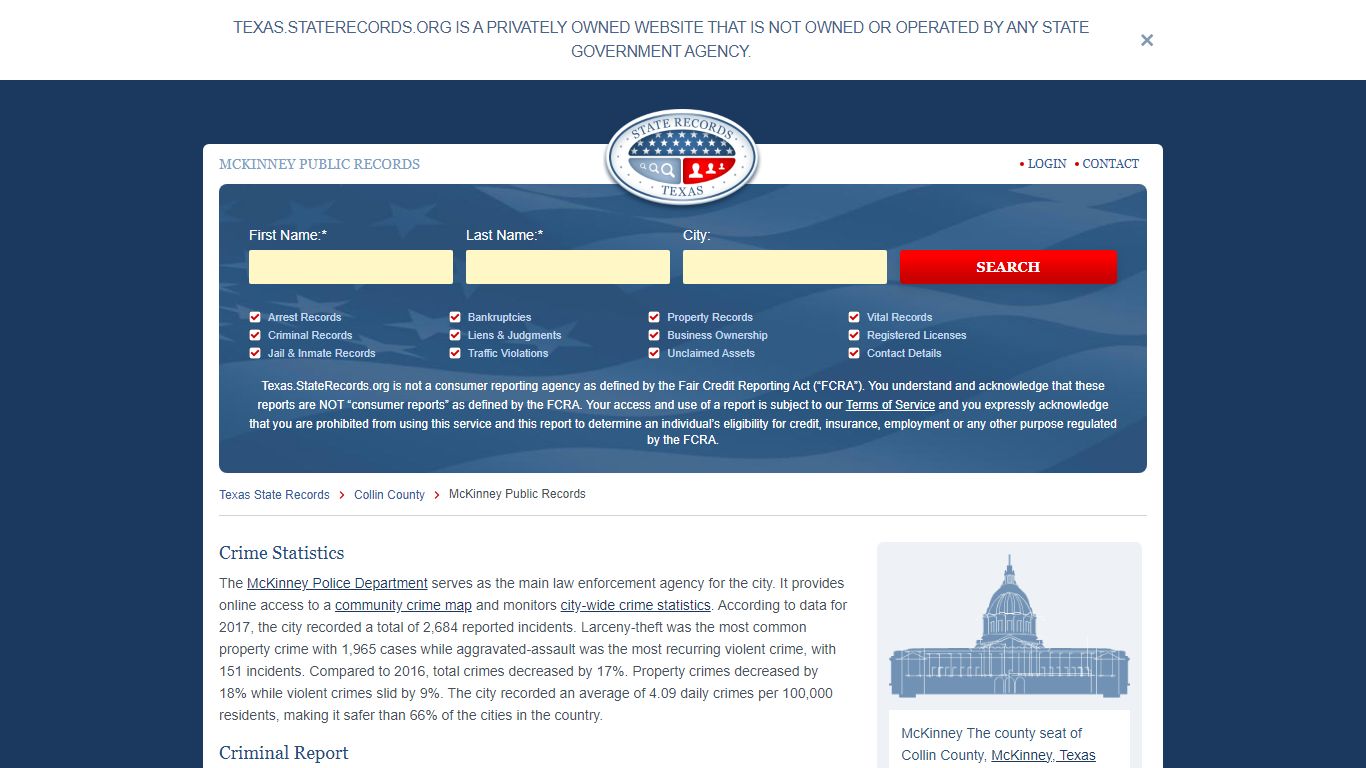 McKinney Arrest and Public Records | Texas.StateRecords.org